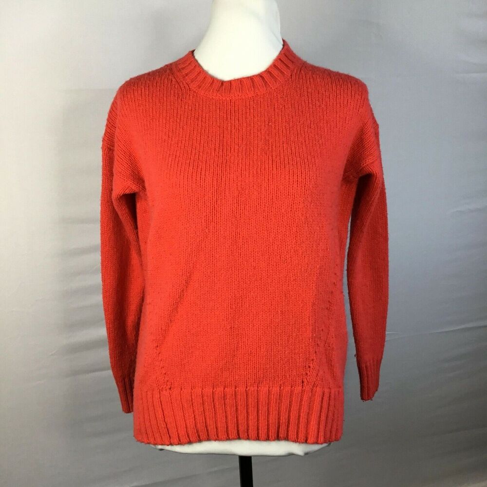 J Crew Red Loose Knit Crewneck Wool Sweater Womens XXS